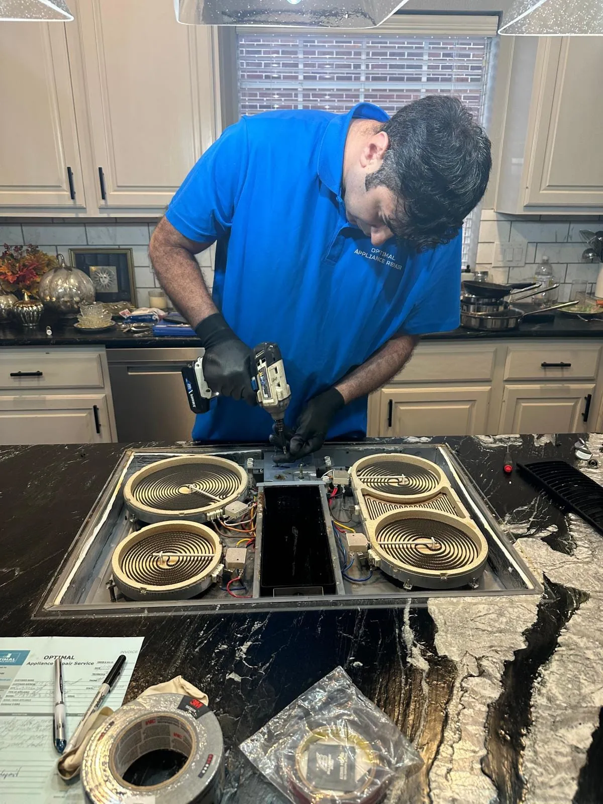 Cooktop repair, by an Optimal Appliance technician